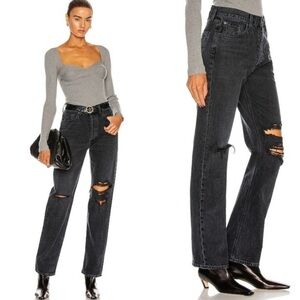 Agolde straight leg distressed jeans